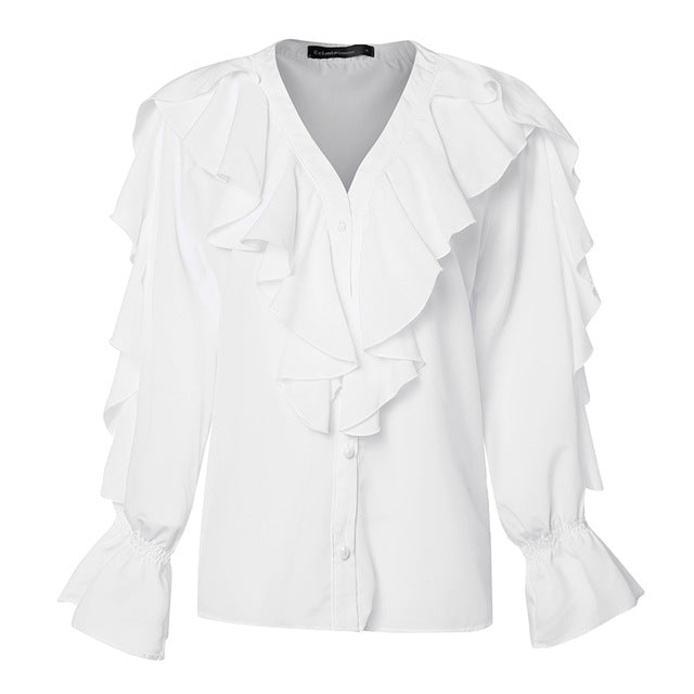Celmia Plus Size Stylish Ruffled Blouse Women