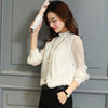 Image of Chiffon Blouse New Women Long Sleeve Stand Neck Work Wear Shirts