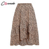 Image of Conmoto 2019 High Waist Flounce Beach Women Skirts Polka Dot Feminino Summer Skirts Ruffles Asymmetrical Elegant Midi Skirt