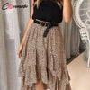 Image of Conmoto 2019 High Waist Flounce Beach Women Skirts Polka Dot Feminino Summer Skirts Ruffles Asymmetrical Elegant Midi Skirt