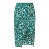 Image of Conmoto High Waist Split Midi Skirts Women Button Green Leopard Dot Print Casual Chic Summer Skirt Sexy High Fashion Boho Skirt