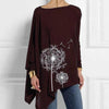 Image of Cotton Irregular Womens And Blouses Casual O Neck Long Sleeve