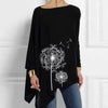 Image of Cotton Irregular Womens And Blouses Casual O Neck Long Sleeve