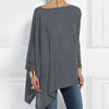 Image of Cotton Irregular Womens And Blouses Casual O Neck Long Sleeve