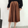 Image of Danjeaner Spring 2019 Women Long Metallic Silver Maxi Pleated Skirt Midi Skirt High Waist Elascity Casual Party Skirt Vintage