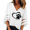 Image of Sexy V-neck Splicing Hollow Plus Size T-Shirt