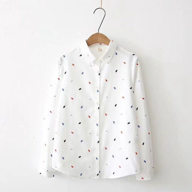 EYM Brand Printed Shirts Women for Spring New Women Long Sleeve Blouse