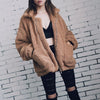 Image of Fur Jacket Female Plush Overcoat Pocket Casual Teddy Outwear