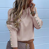 Image of Elegant New Puff shoulder blouse shirts Office Lady