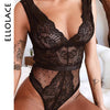 Image of Ellolace Summer Lace Bodysuit Women Floral Embroidery Deep V Neck Sexy Bodysuit Dot Patchwork Jumpsuit Overalls 2019 Femlae Body