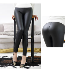 High Waist Leather Leggings for Women Black Light&Matt Thin&Thick