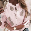 Image of Women Adjustable Sleeve Chains Pineapple Print Button blouse shirts