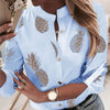 Image of Women Adjustable Sleeve Chains Pineapple Print Button blouse shirts