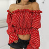 Image of Candy Color Off Shoulder Crop Tops women