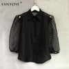 Image of Spring New Women Chiffon Blouse Shirt Sexy Transparent Mesh