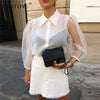 Image of Spring New Women Chiffon Blouse Shirt Sexy Transparent Mesh