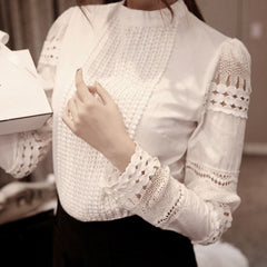 Elegant Women Shirt Crochet Slim