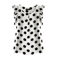 Girl Women Casual Chiffon Shirt Short Sleeve Shirt Summer Black White