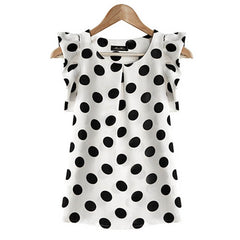 Girl Women Casual Chiffon Shirt Short Sleeve Shirt Summer Black White