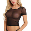 Image of Womens Short Sleeve Sexy Black Sheer Mesh Top T Shirts Street wear