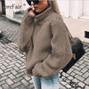 Image of Forefair Oversize Turtleneck Knitted Sweater Winter Knitwear Plus Size Slim Solid Green Orange White Warm Casual Sweater Women