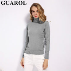 GCAROL  Women 30% Wool Turtleneck Sweater Fall Winter Jumper Render Knit Basic Pullover Solid Color OL Lady Knitted Tops