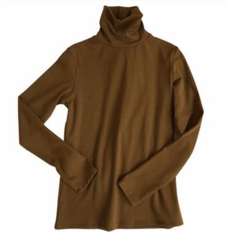 GCAROL New Arrival Fall Winter Women Turtleneck Basic Slim Full Sleeve Shirt Stretch Vintage Render Unlined Upper Garment