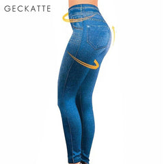 Push Up Seamless High Waist Warm Jeans Leggings Women