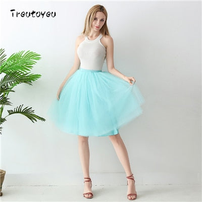 Gothic 5 Layers 65cm Mix Colors Tutu Tulle Skirt Women Streetwear High Waist Pleated Midi Skirts spudniczki jupe rokken faldas