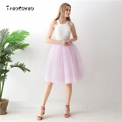 Gothic 5 Layers 65cm Mix Colors Tutu Tulle Skirt Women Streetwear High Waist Pleated Midi Skirts spudniczki jupe rokken faldas
