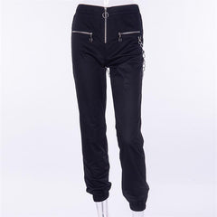 solid black pant cool fashion hip hop long trousers