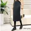 Image of Hanyiren Pencil Skirt High Waist 2019 Autumn Winter Women Elegant Knitted Bodycon Skirt Black Solid Ladies Office Wear Skirts