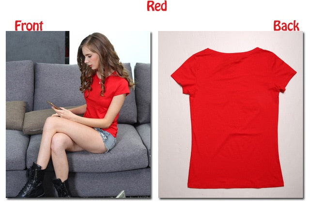 Plain T Shirt Women Cotton Elastic Basic T-shirts Female Casual Short Sleeve T-shirt
