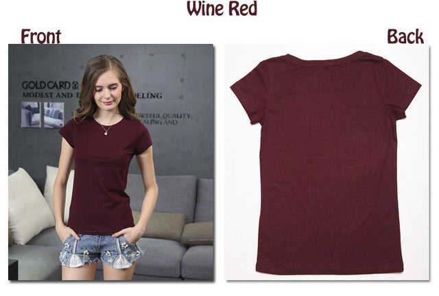 Plain T Shirt Women Cotton Elastic Basic T-shirts Female Casual Short Sleeve T-shirt