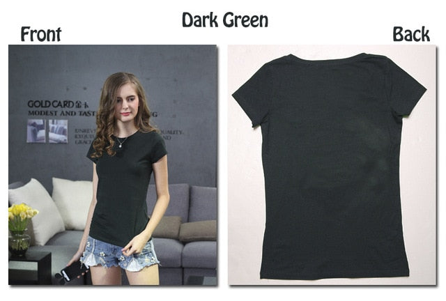 Plain T Shirt Women Cotton Elastic Basic T-shirts Female Casual Short Sleeve T-shirt