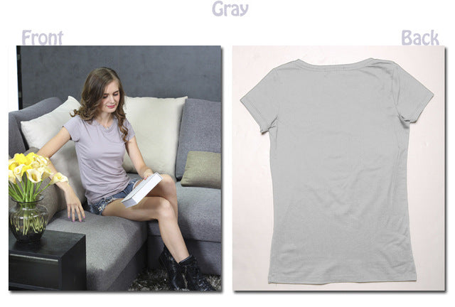 Plain T Shirt Women Cotton Elastic Basic T-shirts Female Casual Short Sleeve T-shirt