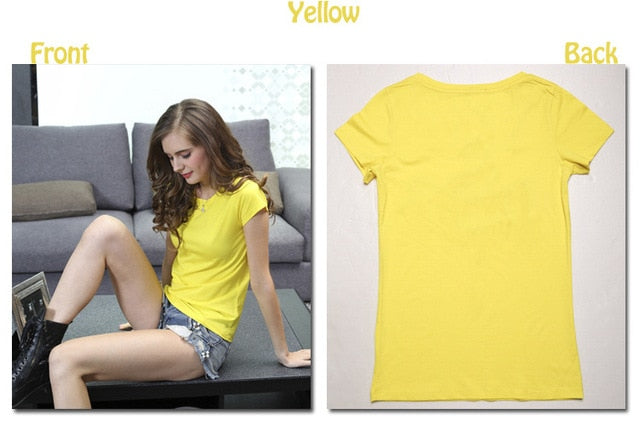 Plain T Shirt Women Cotton Elastic Basic T-shirts Female Casual Short Sleeve T-shirt