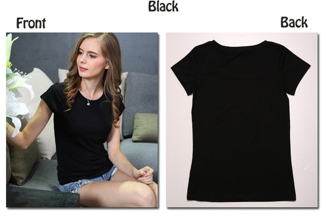 Plain T Shirt Women Cotton Elastic Basic T-shirts Female Casual Short Sleeve T-shirt