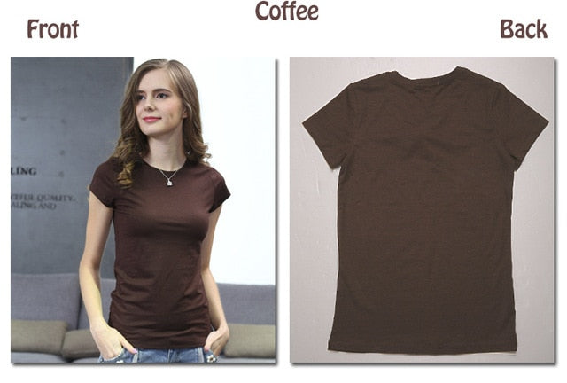 Plain T Shirt Women Cotton Elastic Basic T-shirts Female Casual Short Sleeve T-shirt