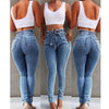 Image of High Waist Jeans For Women Slim Stretch Denim Jean Bodycon Tassel Belt Bandage Skinny Push Up Jeans Woman