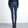 Image of High Waist Velvet Thick Jeans Female Winter Skinny Stretch Warm Jeans Pants