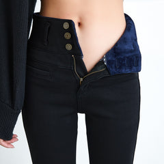 High Waist Velvet Thick Jeans Female Winter Skinny Stretch Warm Jeans Pants