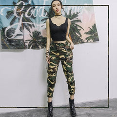 High waist pants camouflage loose joggers for women