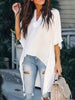 Image of Hot Women Blouses Summer Elegant Irregular V-Neck Chiffon