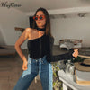 Image of Hugcitar cotton halter one shoulder sexy bodysuit women new fashion 2019 winter spring solid bodycon casual long sleeve body