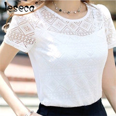 New Women Clothing Chiffon Blouse Lace Crochet Female Korean Shirts