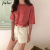 Image of Jielur Tee Shirt 15 Solid Color Basic T Shirt Women Casual O-neck Harajuku Summer Top Korean Hipster White Tshirt S-XL Dropship