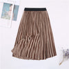 Image of Ladies Vintage Autumn Winter Women Velvet Skirt High Waisted Elegant Sexy Skinny Black Pleated Skirts Female Maxi Skirts Womens