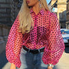 Image of Lady Embroidery Lantern Sheer Mesh Sleeve Blouse shirts