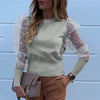 Image of Lady Embroidery Lantern Sheer Mesh Sleeve Blouse shirts